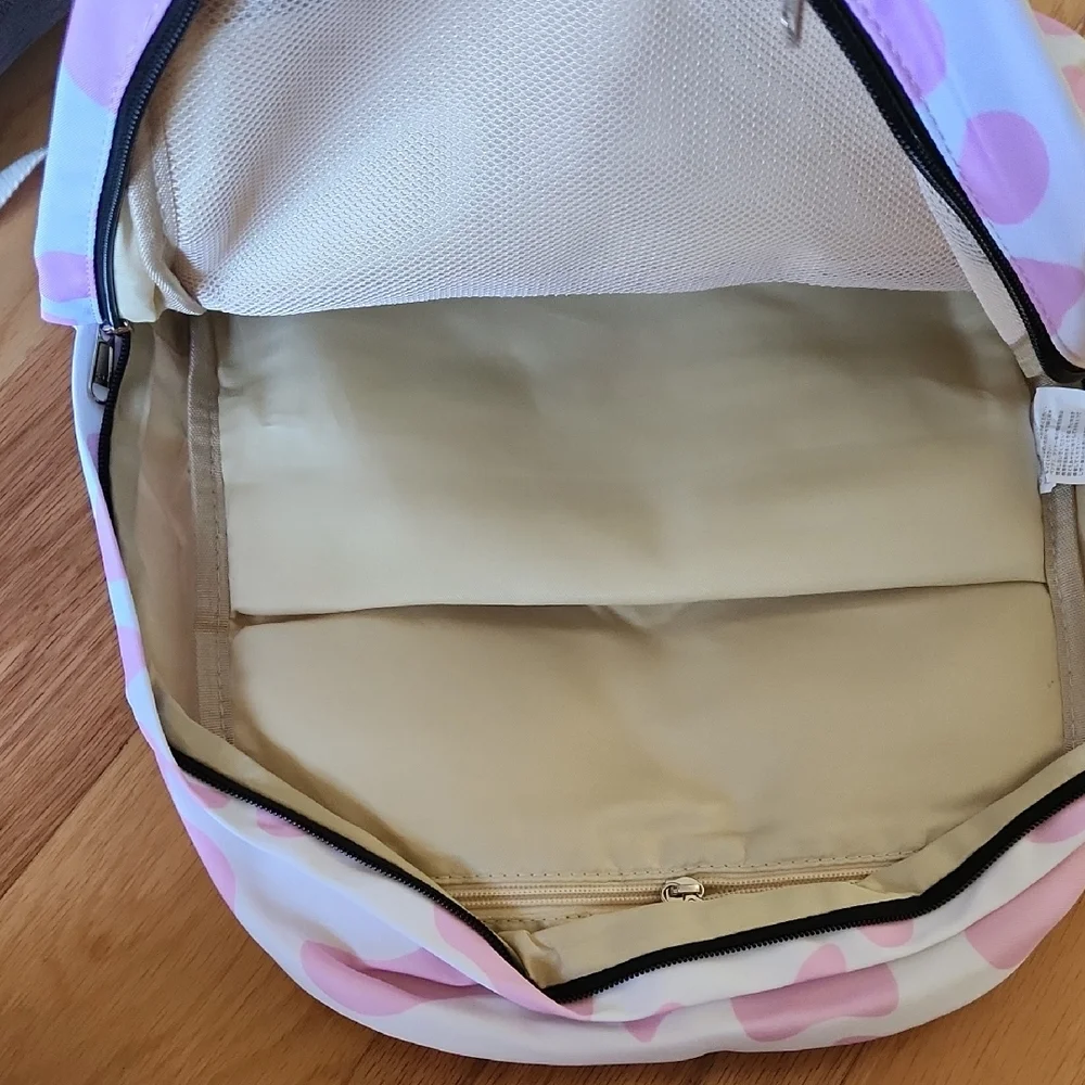 NWOT Chic Pink and White Kids Backpack Set With Insulated Lunch Bag, Pencil Case